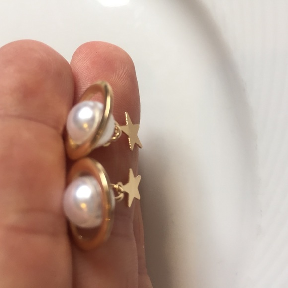 🌟Awesome Faux Pearl Boho Celestial Star And Saturn Planet Stud Earrings 🪐 - Picture 4 of 5